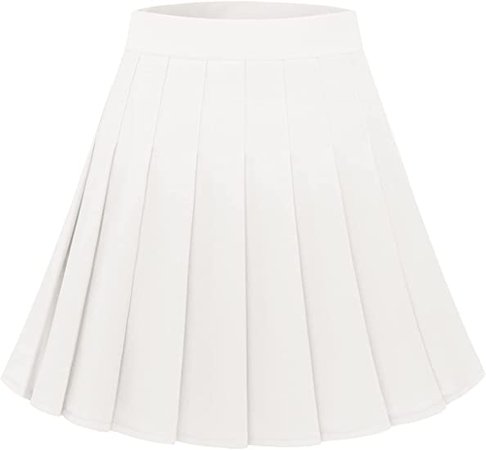 DRESSTELLS White Pleated Mini Tennis Skirts for Women Skater High Waisted School Girl Flowy Skirt White S at Amazon Women’s Clothing store