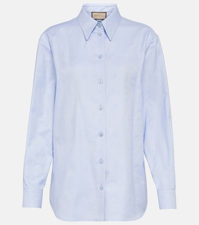Interlocking G Jacquard Cotton Shirt in Blue - Gucci | Mytheresa