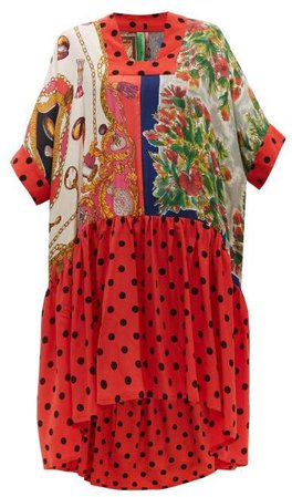 Rianna + Nina - Vintage Patchwork Print Silk Dress - Womens - Multi