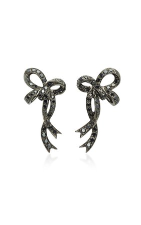 Bow 18K Black Gold Diamond Earrings by Colette Jewelry | Moda Operandi