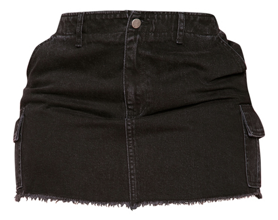 PLT- plus black cargo denim mini skirt