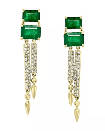 Bloomingdale's Emerald & Diamond Drop Earrings in 14K Yellow Gold - 100% Exclusive | Bloomingdale's