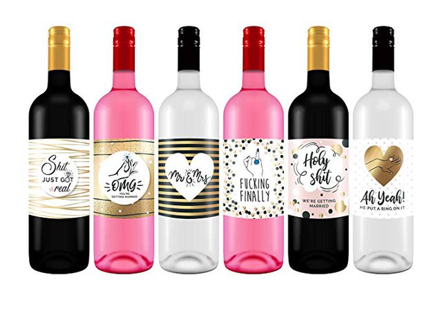 Amazon.com: Bachelorette Wedding Wine Bottle Labels 4" x 6" (6 Pack) Bridal Shower Party Favors Gifts Bridesmaids Engagement Decorations Marriage Reception Rehearsal Dinner: Health & Personal Care