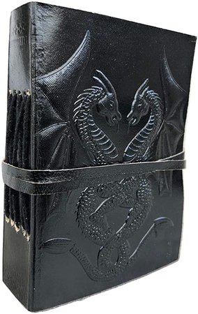 Amazon.com : Handmade Vintage Leather Double Dragon Bound Journal Notebook Diary Sketchbook Travel Office Thought Blank Book Best Gift for Men & Women (Black, 3.55") : Office Products