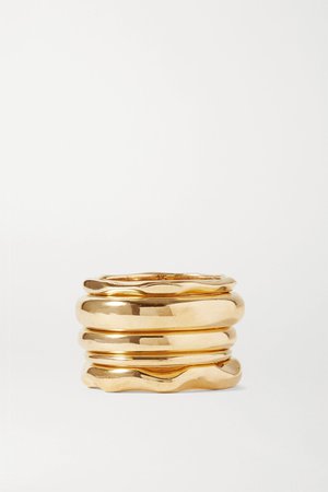 Gold Set of five gold-plated rings | Bottega Veneta | NET-A-PORTER