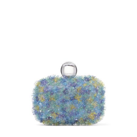 Bubblegum-pink Satin Clutch Bag with Flower Embroidery and Bowl Clasp|CLOUD |Cruise '20 |JIMMY CHOO