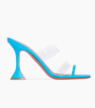 amina muaddi blue pvc sandals