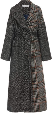 Checked Wool-Blend Coat Size: 2