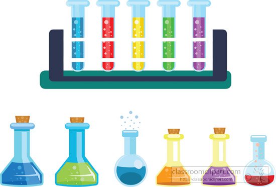 Chemistry Clipart - illustration-of-science-beaker-flasks-test-tube-white-background-clipart - Classroom Clipart