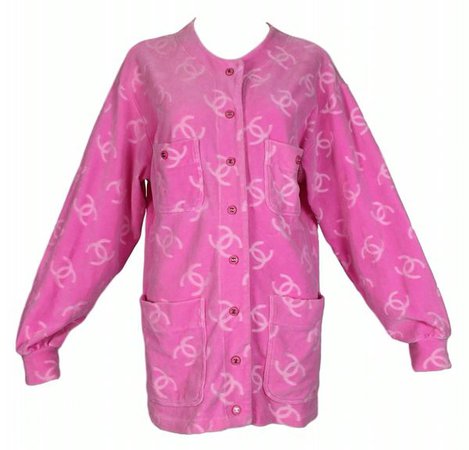 S/S 1996 Chanel Runway Pink Velvet Logo Monogram Jacket Dress | My Haute Wardrobe