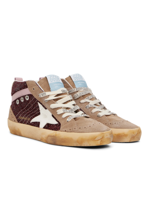 GOLDEN GOOSE SSENSE Exclusive Burgundy & Taupe Mid Star Sneakers