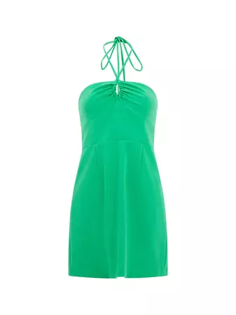 Whisper Ruth Halter Neck Dress Poise Green | French Connection US