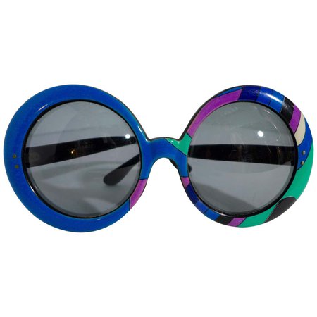 1960's EMILIO PUCCI Oversized Sunglasses with Iconic Print For Sale at 1stDibs