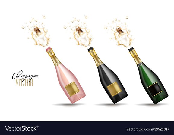 Realistic champagne explosion Royalty Free Vector Image