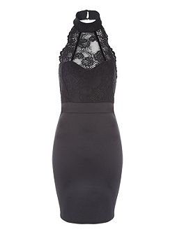 Black Lace-Mesh Dress