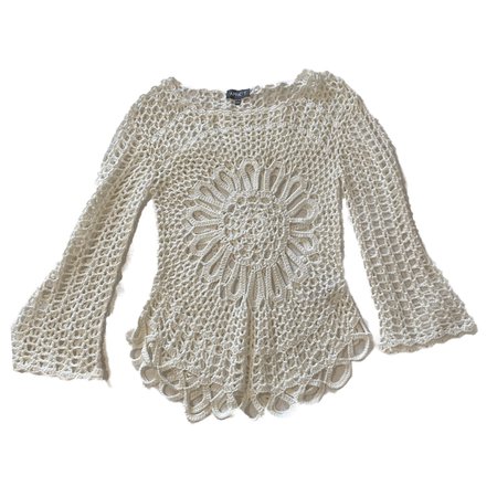 stunning vintage white fairy grunge crochet knit... - Depop