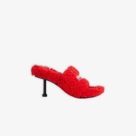 Furry 80mm Sandal in RED/WHITE/RED | Balenciaga US