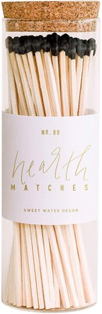 Amazon.com: Sweet Water Decor Hearth Matches in Apothecary Glass Bottle | Rustic Jar Approx. 80 Decorative Matchsticks with Strike Pad | Cute Candle Accessory Match Holder Long Matchsticks for Fireplace (Black) : Health & Household