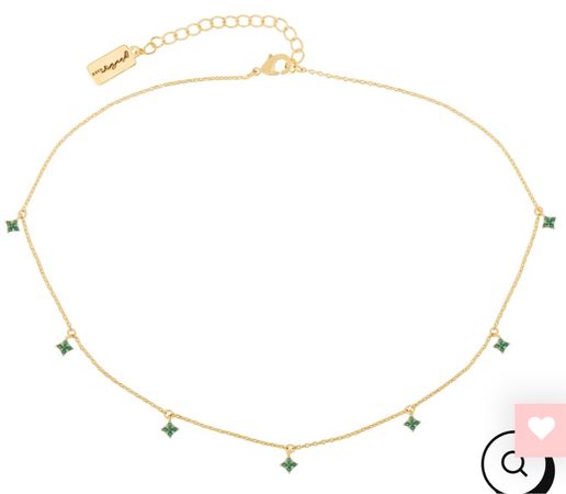 Gold emerald dangle choker necklace