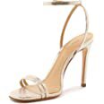 Amazon.com | SCHUTZ Women's Altina Ankle Strap Heeled Sandal, Gold, Size 8 | Heeled Sandals