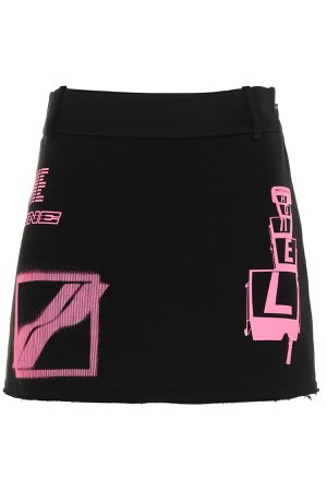 we11done logo skirt black and pink