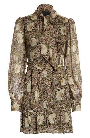 PAIGE Vittoria Pimpernel Print Long Sleeve Silk Georgette Minidress | Nordstrom