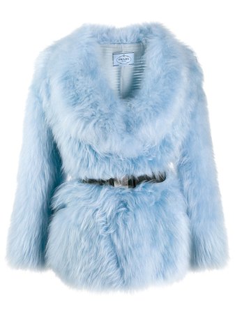 Prada Belted Goat Fur Coat | Farfetch.com
