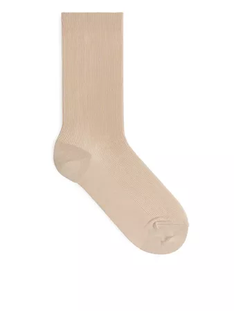 Mercerised Cotton Rib Socks - Light Beige - Underwear & Loungewear - ARKET SE