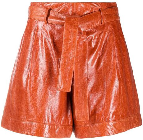belted leather shorts