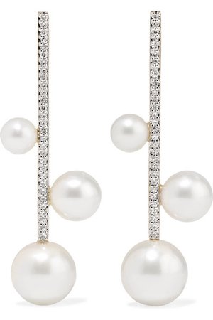 Mateo | 14-karat gold, pearl and diamond earrings | NET-A-PORTER.COM