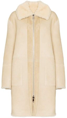 reversible shearling mid-length coat