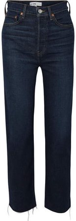 Ultra High Rise Stove Pipe Comfort Stretch Straight-leg Jeans - Dark denim