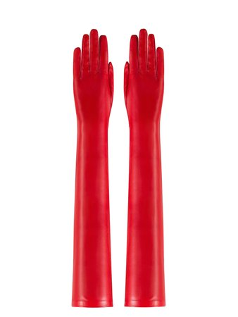 LONG RED LEATHER GLOVES (GLOVES) by www.manokhi.com