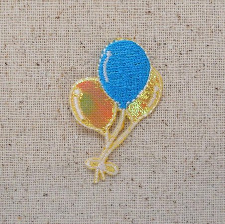 Balloons Shimmery Yellow/Blue Iron on Applique | Etsy