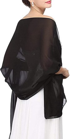Orcle Chiffon Shawl Wrap Bridal Wedding Scarf for Women Prom Evening Dress Stole Scarves Black at Amazon Women’s Clothing store
