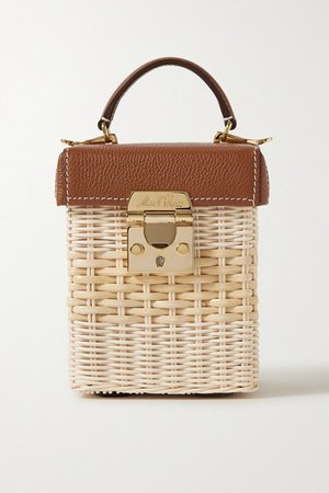 Grace Cube Rattan And Textured-leather Tote - Light brown