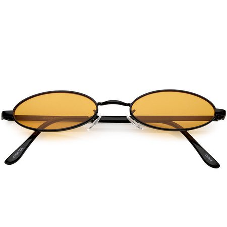 Extreme Small Oval Sunglasses Color Tinted Flat Lens 51mm (Black / Orange) - Walmart.com