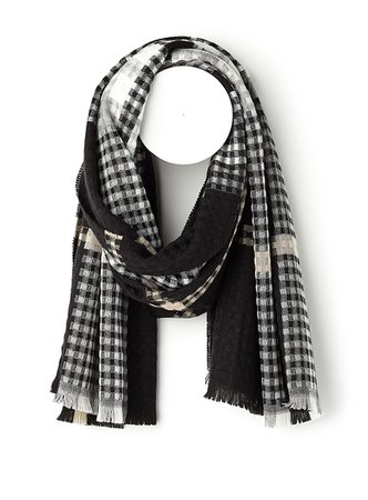 Textured check scarf | Simons | Women's Winter Scarves and Shawls online | Simons