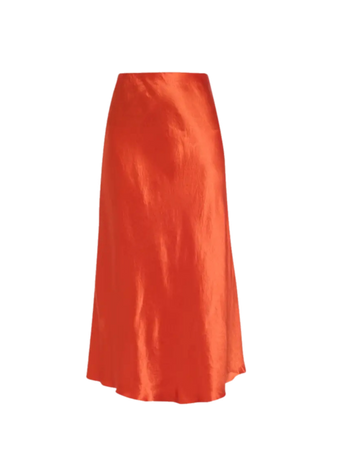 orange VINCE Shaped-Hem Bias-Cut Midi Slip Skirt
