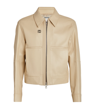 WOOYOUNGMI Beige Cropped Leather Jacket
