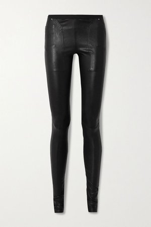 Black Stretch-leather and cotton-blend leggings | Rick Owens | NET-A-PORTER