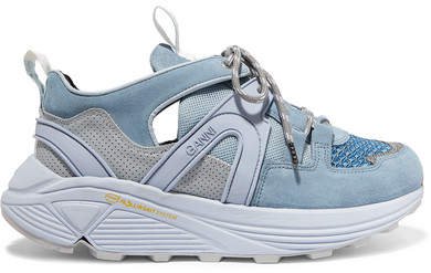 Brooklyn Suede, Leather, Rubber And Mesh Sneakers - Sky blue