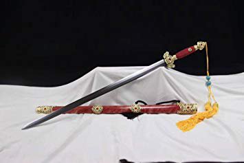 Chinese Sword, Jian Sword(Folded Steel, Red Skin Scabbard, Brass Fitting) Full Tang, Swords - Amazon Canada
