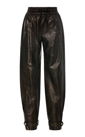 Pearl-Embellished Leather Tapered Pants by Givenchy | Moda Operandi