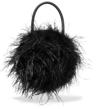 Zadie Feather-embellished Leather Tote - Black