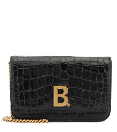 Balenciaga - B croc-effect leather shoulder bag | Mytheresa