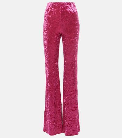 Velvet Flared Pants in Pink - Rotate Birger Christensen | Mytheresa