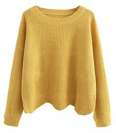Round Neckline Solid Loose Sweaters - Floryday