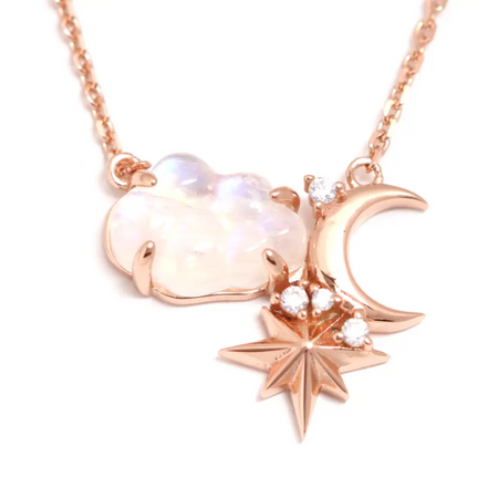 rose gold moon and star necklace