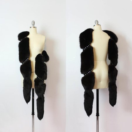 Vintage fur stole / long fur wrap / fur boa scarf / dark fox | Etsy